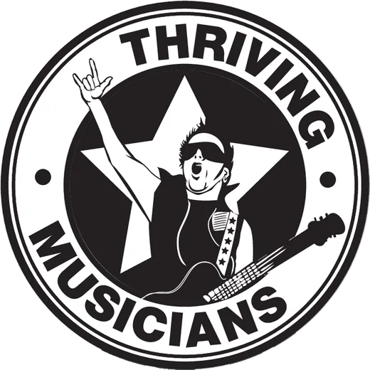 The original Thriving Musicians logo: a rocker with his hand in the air
